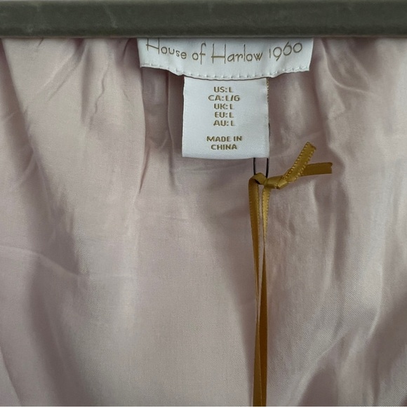 House of Harlow 1960 Paisley Smocked Pink Mini Dress-Size Large-New With Tags - Picture 8 of 9